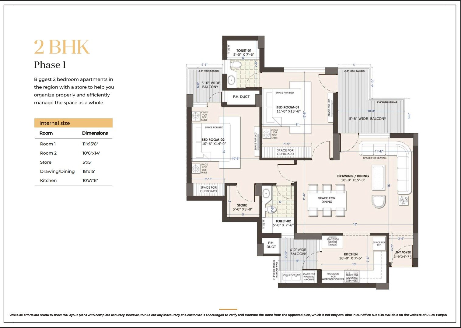 2 BHK Floor Plan 2