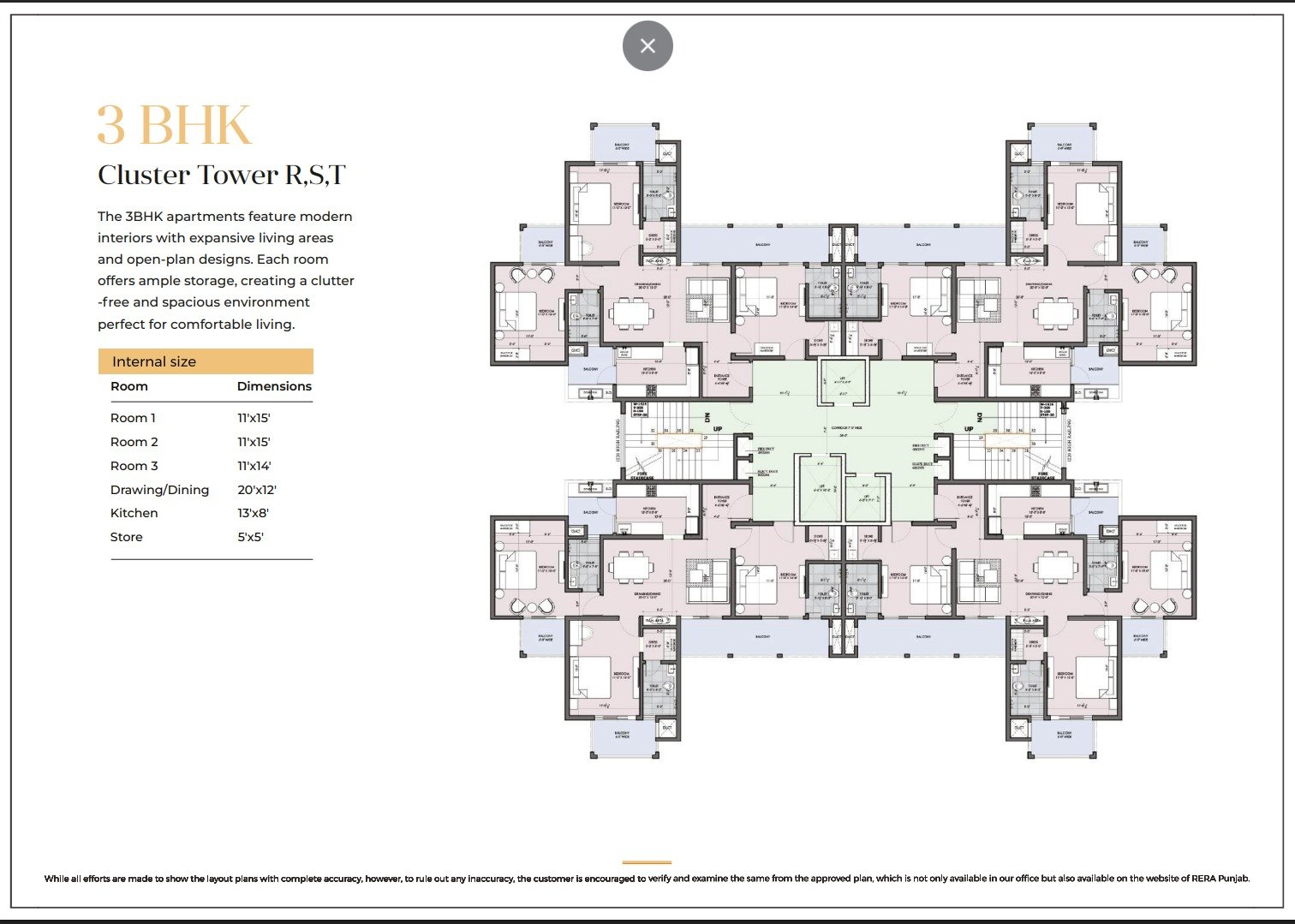 3 BHK Floor Plan 2